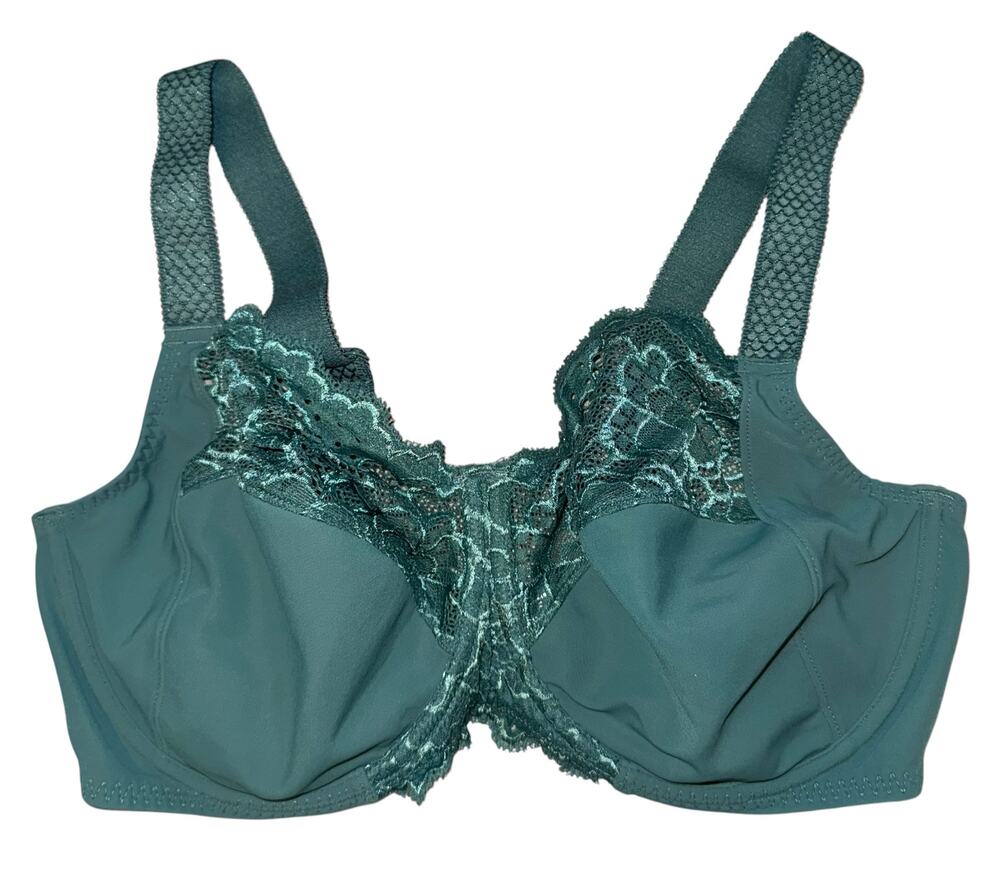 Simone Perele Bra 36 F Green Luxury Floral Balconette Underwired Embroidered